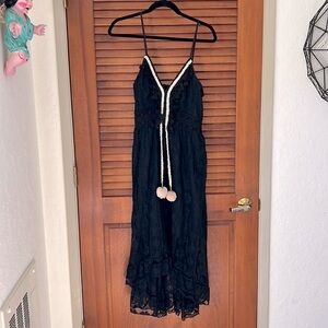 Cupshe Black Lace Dress With Tassels And Ruffle